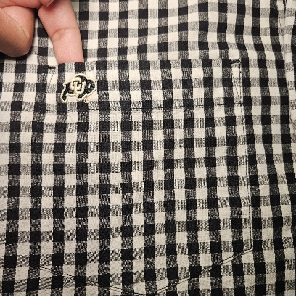 Paxton Button Down Longsleeve Shirt Black Gingham Plaid University Of Colorado L - Picture 6 of 11